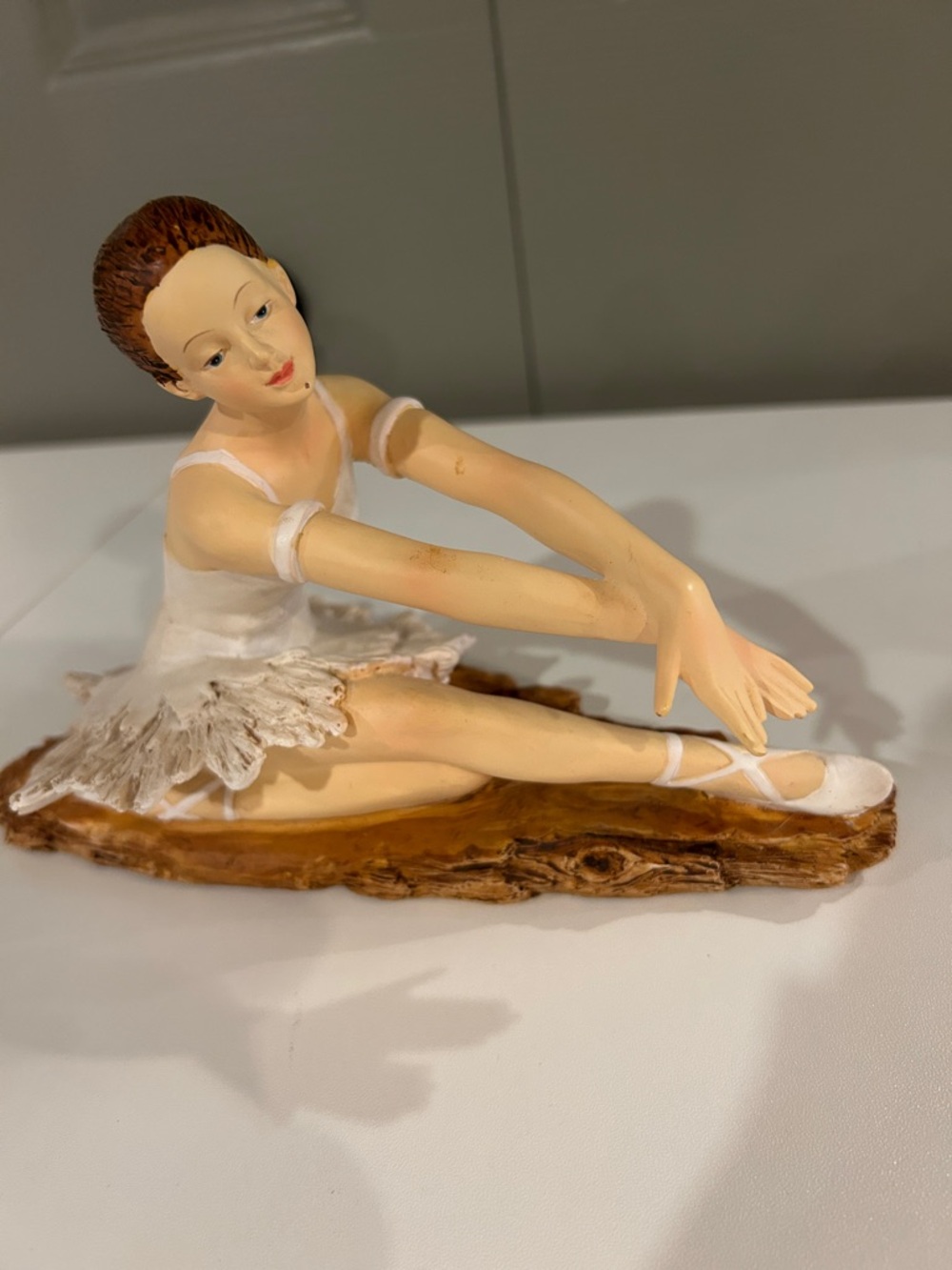 Graceful Ballerina Sculpture in White and Brown